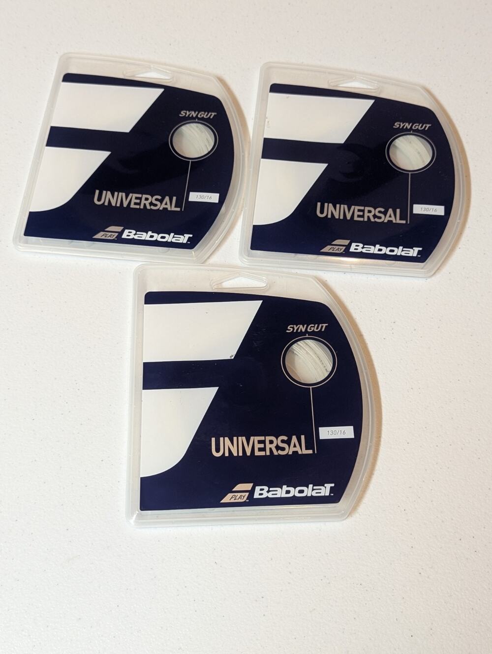 3-Pack Babolat Syn Gut 16g 40ft Comfort Tennis String 130/16 NEW White